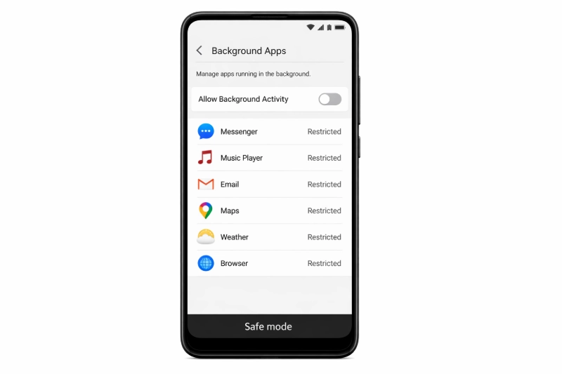 Android Safe Mode used to troubleshoot performance issues