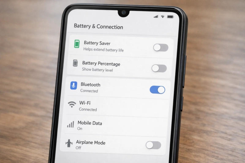 Battery saver and background app settings on smartphone