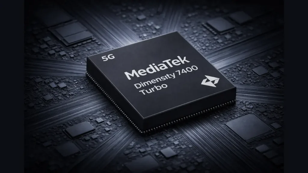 The image depicts a MediaTek Dimensity 7400 Turbo chip